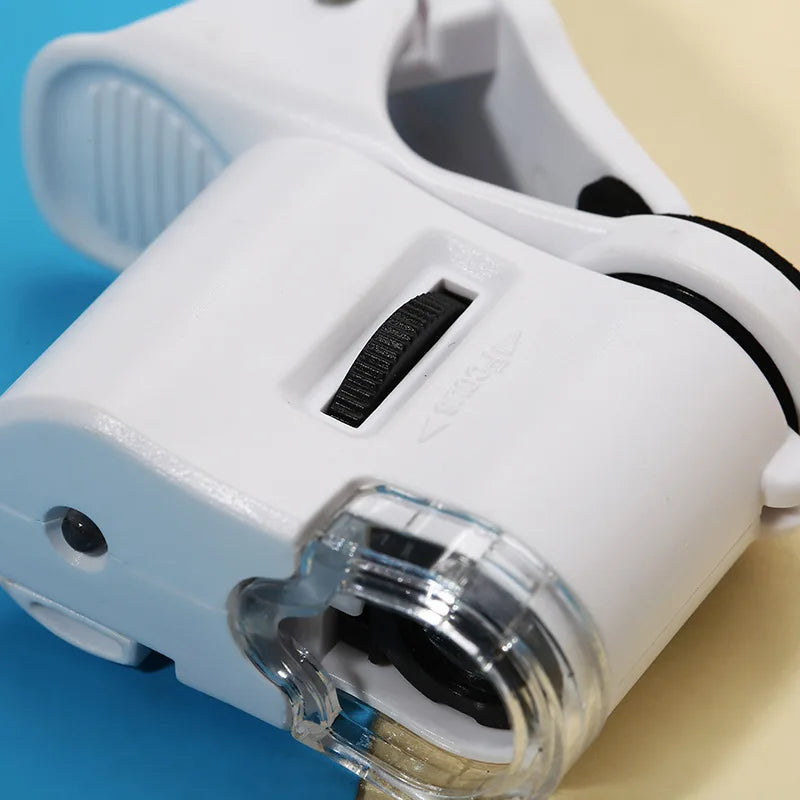60X Clip Microscope LED & UV Light | Phone Magnifier