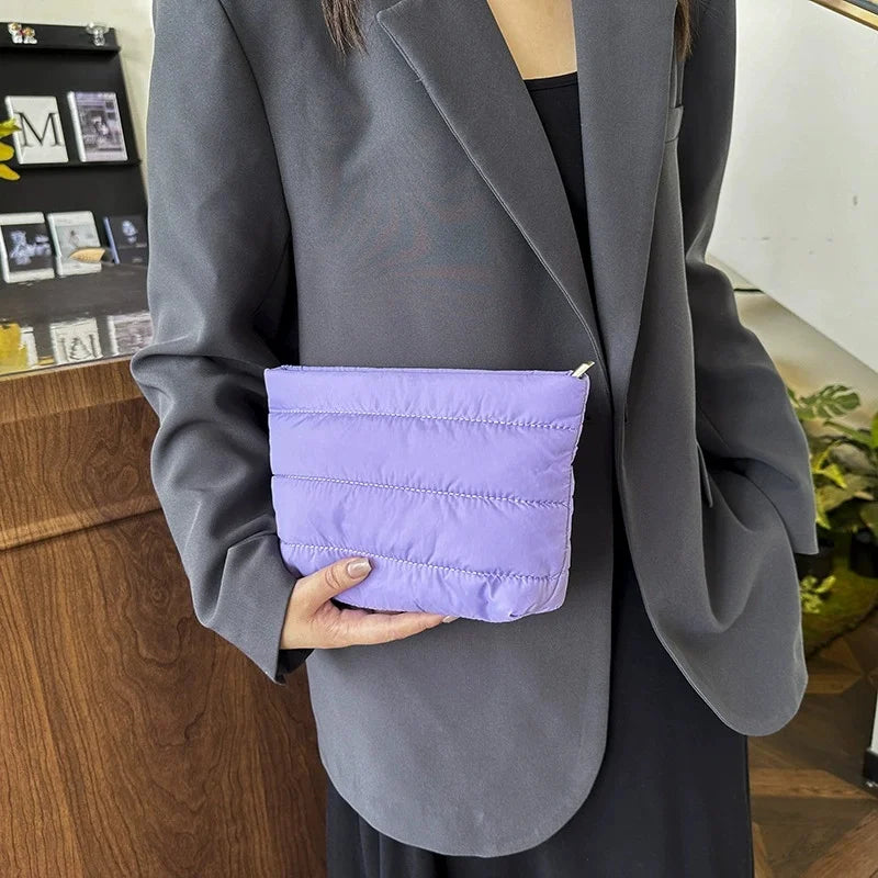 Quilted Cosmetic Bag – Large Travel Makeup Organizer with Zipper