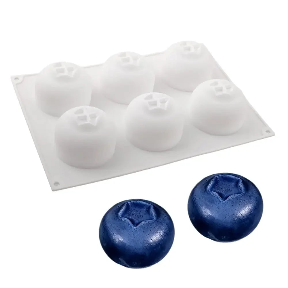 Blueberry Mousse Silicone Mold 6-Cavity 3D Fruit Shape Baking Pan For Chocolate Brownie Dessert Cake Decorating Tool Peaceful Pleasures Health and Wellness White