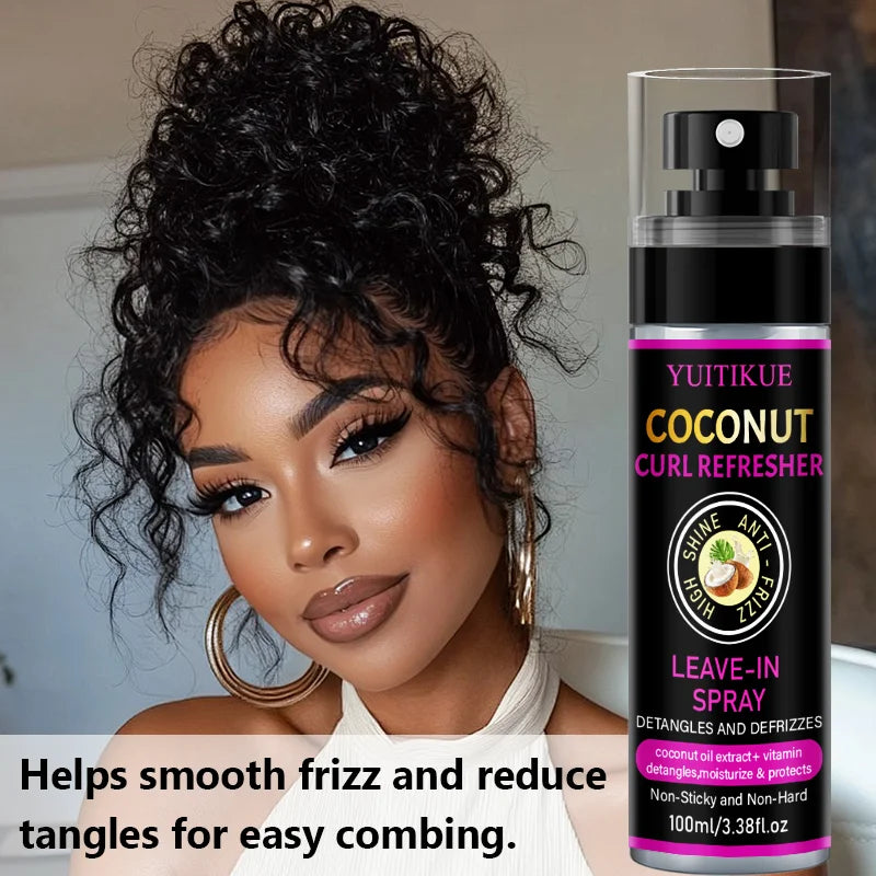 YUITIKUE Coconut Curl Refresher Spray | Leave-In Detangler