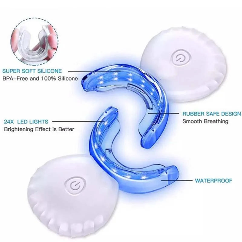Rechargeable Whitening Kit Dental Instrument Set Teeth Whitening Gel Bleaching System Mouth Trays Peaceful Pleasures Health and Wellness