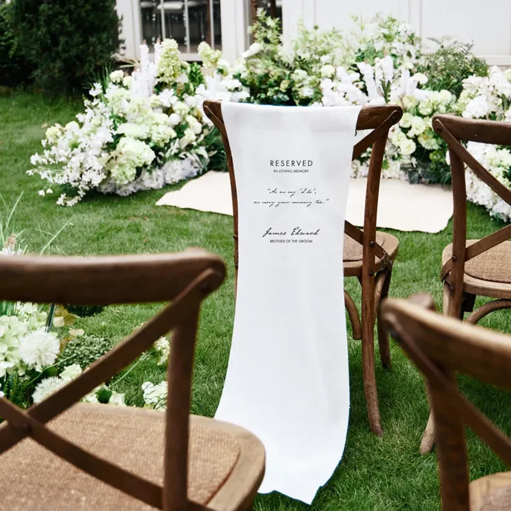 Personalized In Loving Memory Wedding Sign | White Linen Banner