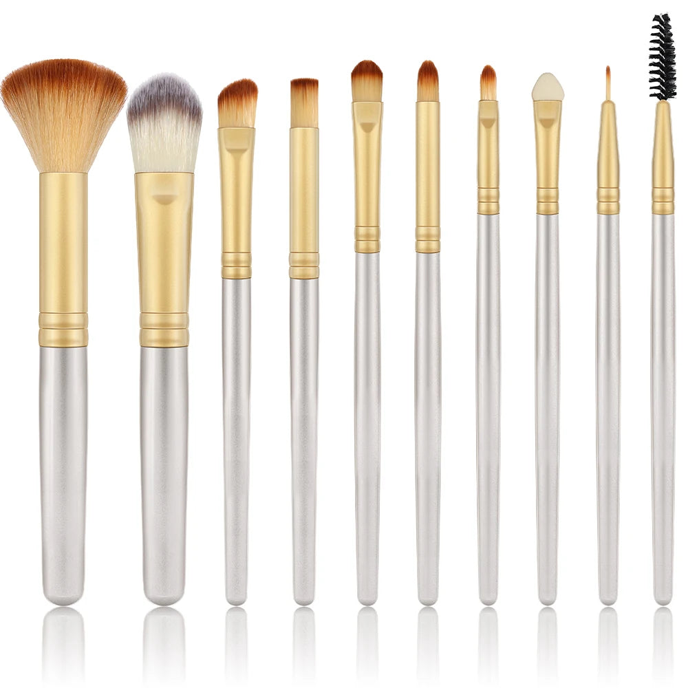 RUNTOIN 10-Piece Travel Makeup Brush Set – Soft & Fluffy Makeup Brush Set Peaceful Pleasures Health and Wellness LD2-10PCS-CP