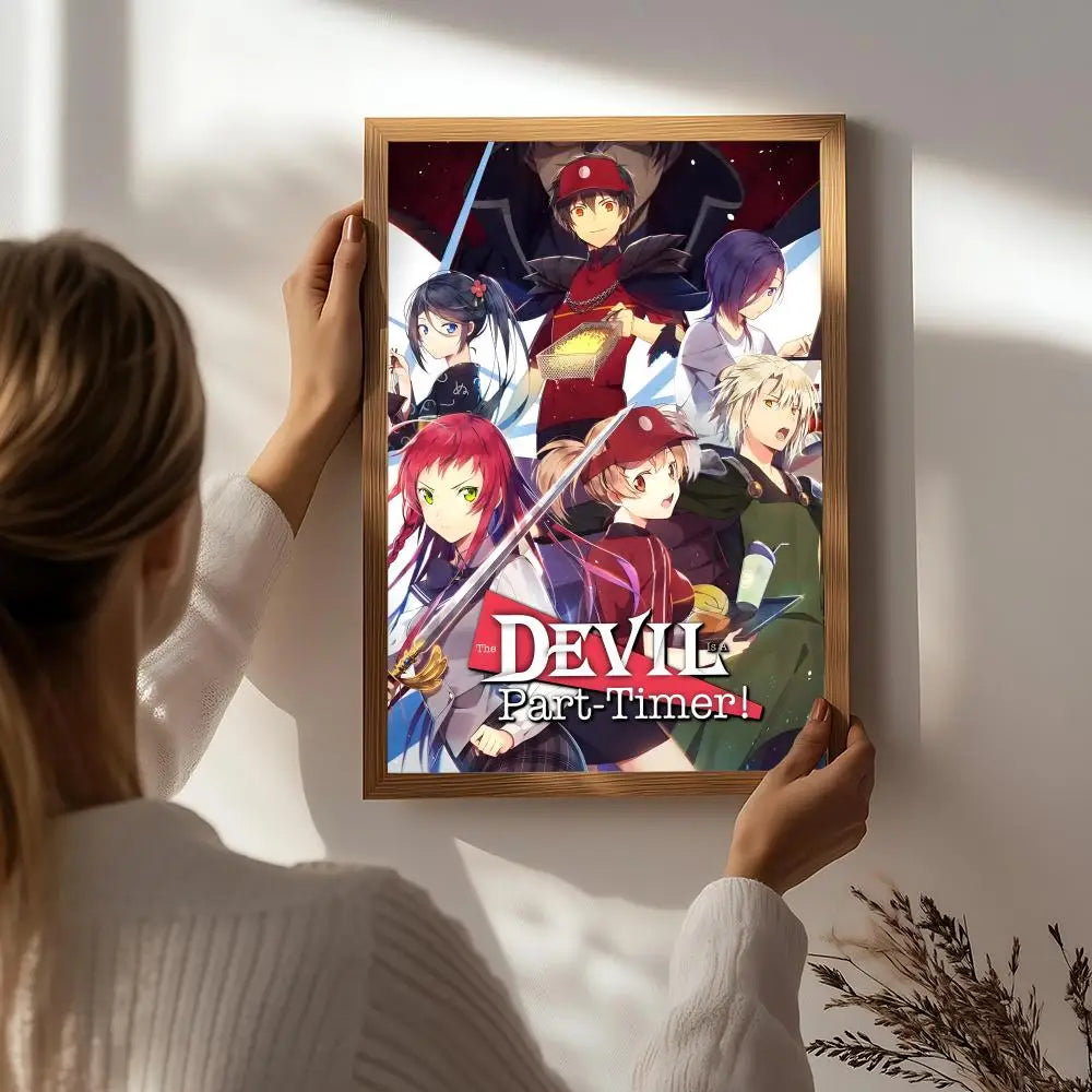 Anime T-The Devil Is a Part-Timer! Poster HD Self Adhesive Waterproof Wall Art Ideal for Home Office Dorm Bedroom Great Gift Peaceful Pleasures Health and Wellness White4 21X30cmNoframe