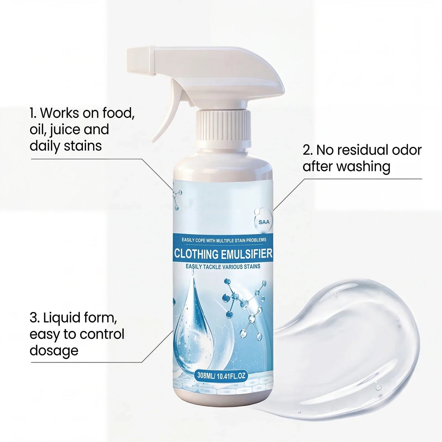 Clothes Stain Remover Spray 308ml – Fabric-Safe Laundry Cleaner