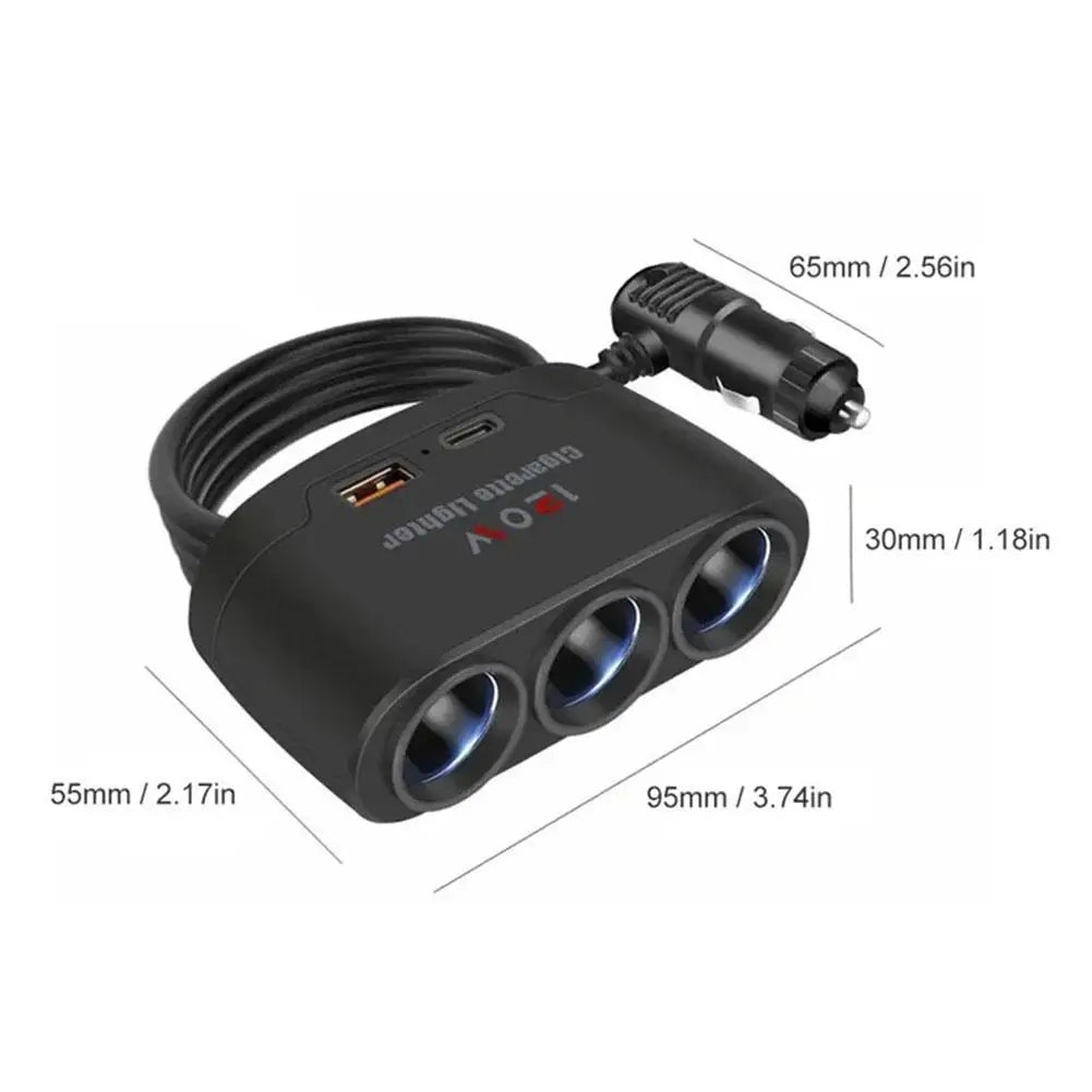 120W Dual USB Socket 3 in 1 Car Cigarette Lighter Splitter 12V 24V Fast Charger Plug Phone Power Adapter For Car DVR GPS Dashcam Peaceful Pleasures Health and Wellness