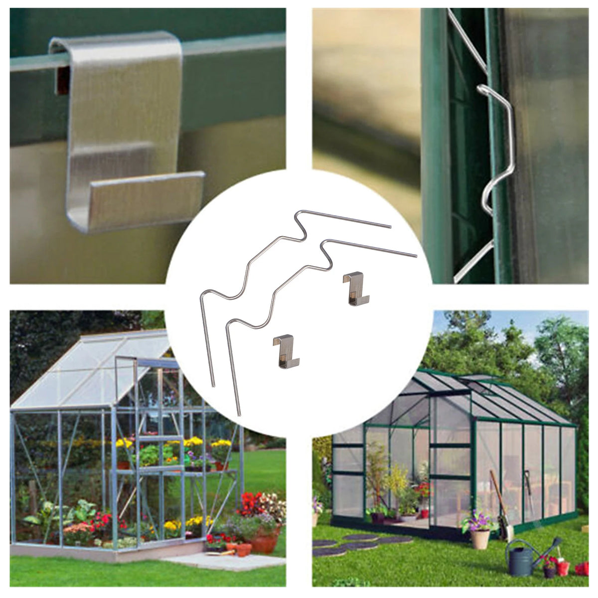 100Pcs Greenhouse Glass Clamps Stainless Steel Clip Frame W Type Clips Fixing Pane Greenhouse Clips Glass Frame Fixing Clamp Peaceful Pleasures Health and Wellness
