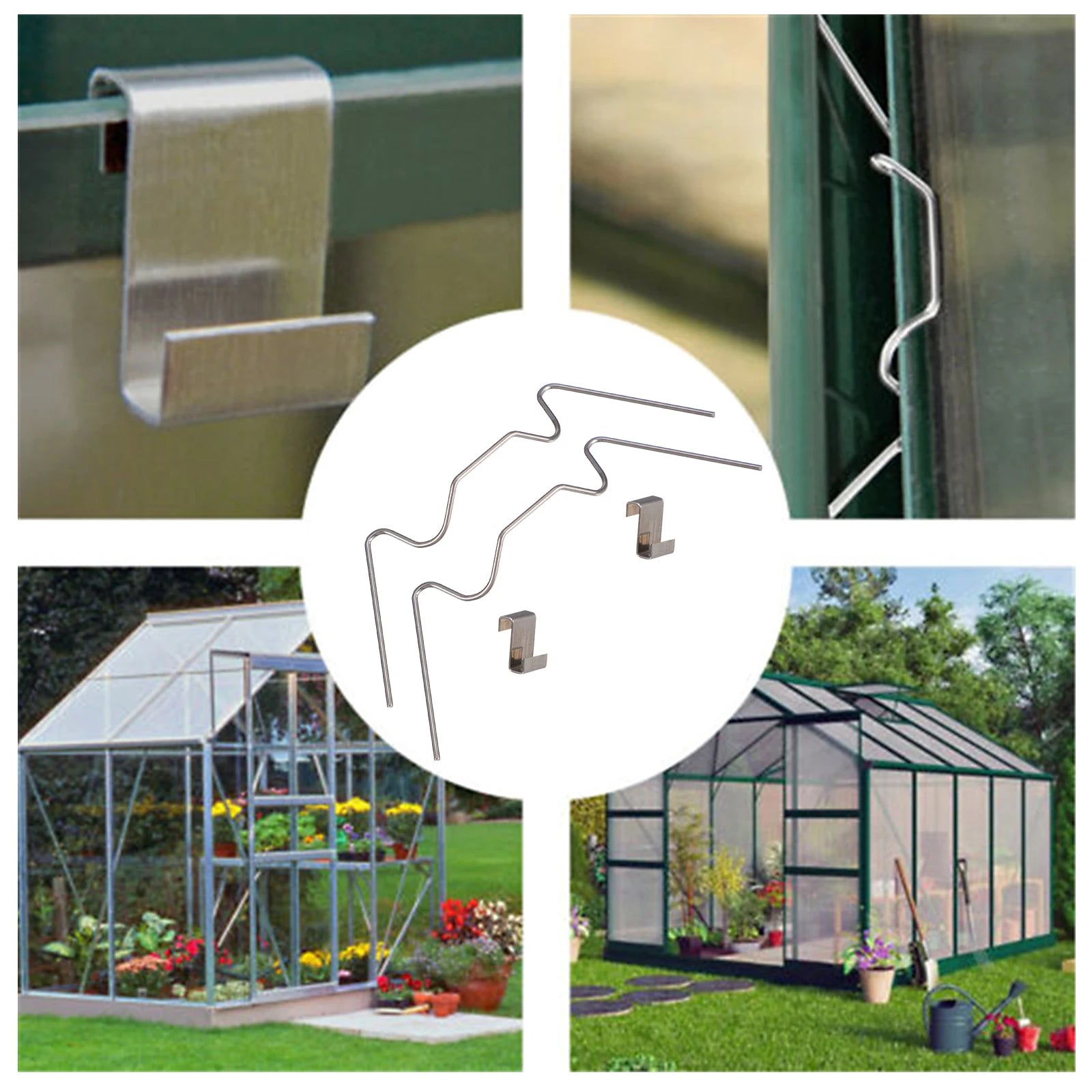 100Pcs Greenhouse Glass Clamps Stainless Steel Clip Frame W Type Clips Fixing Pane Greenhouse Clips Glass Frame Fixing Clamp Peaceful Pleasures Health and Wellness