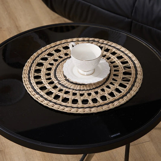 1pcs Woven Straw Wall Decorations and Hanging Ornaments, Round MATS,Coasters,Straw MATS,Draining MATS,Wall Decorations Peaceful Pleasures Health and Wellness