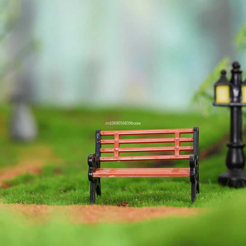 1PCS PVC Miniature Bench Stools Micro Landscapes Park Chair Figurines Crafts Succulents Bonsai Doll House Fairy Garden Decor Peaceful Pleasures Health and Wellness