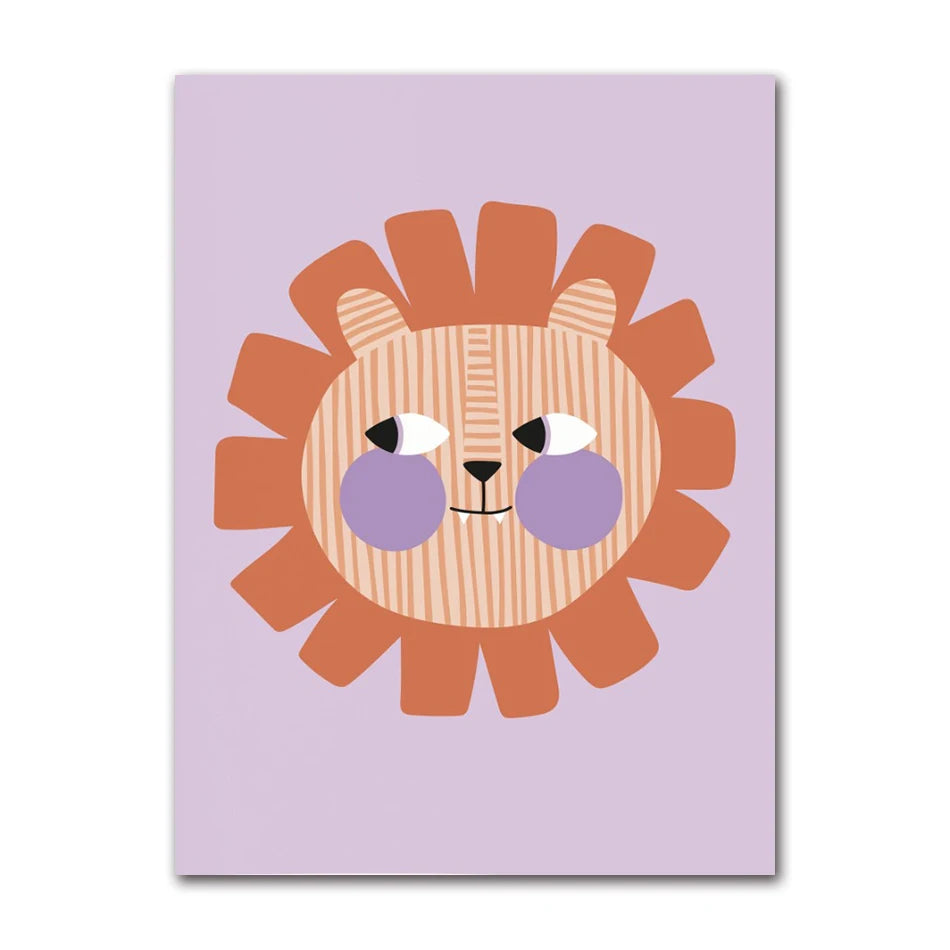 Cute Animals Canvas Print – Kids Nursery Wall Art Poster