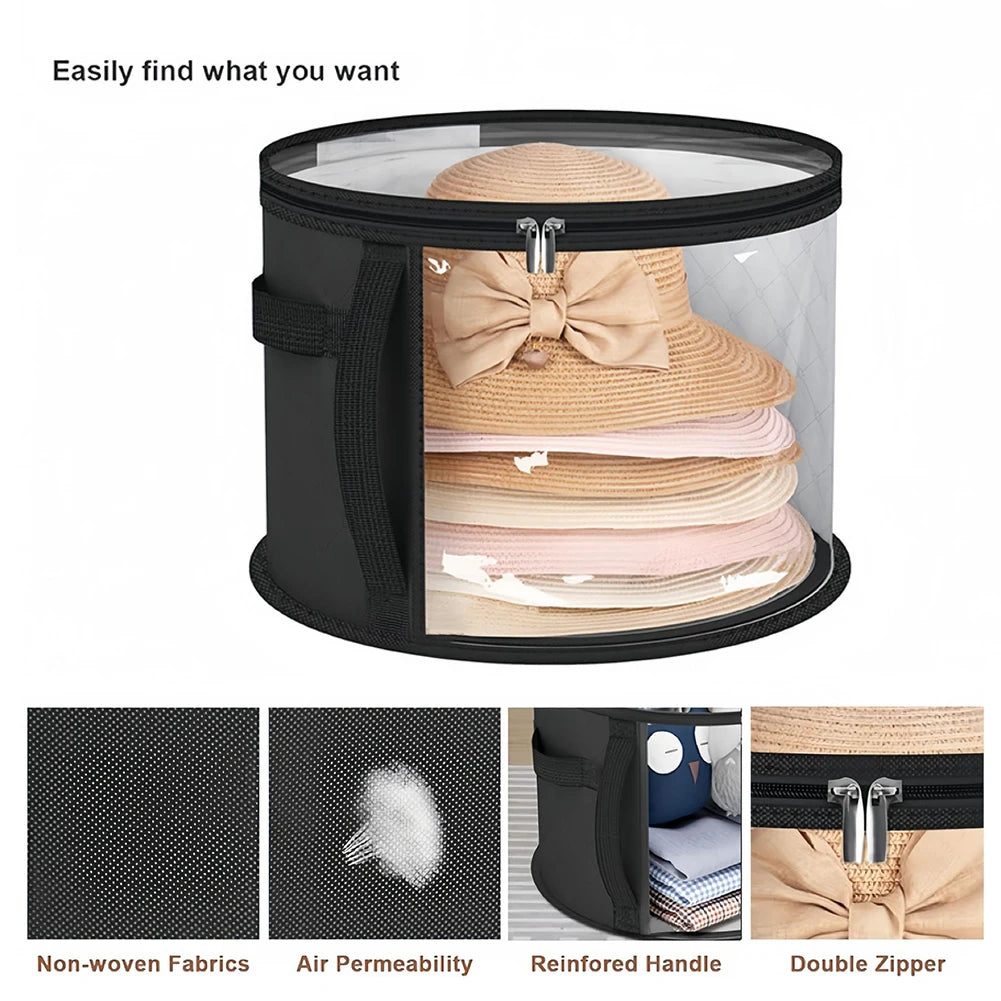 Hat Storage Bucket Clothing Travel Organizer Foldable Round Brim Bag