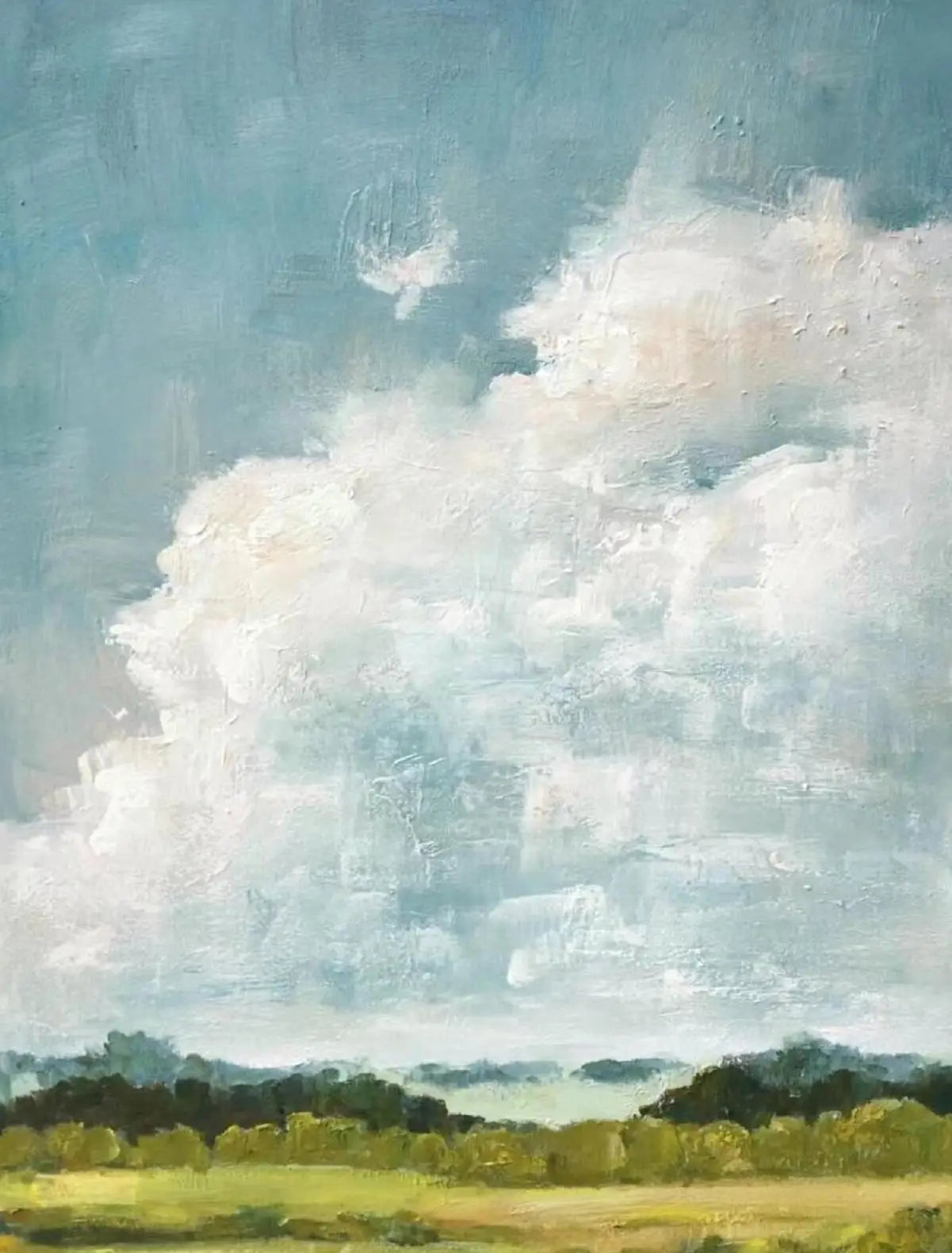 Abstract Blue Sky White Clouds Canvas Wall Art | Minimalist Print