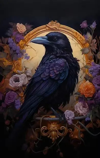 Victorian Gothic Black Cat Raven Canvas Wall Art Print | Occult Décor Gothic Canvas Print Peaceful Pleasures Health and Wellness ZLH5377 100x150cm No Frame