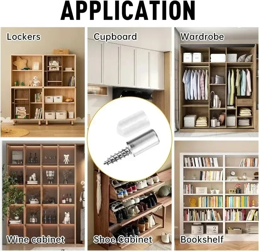 100/10PCS Self Tapping Screw Layer Plate Holder Wardrobe Septum Brackets Fixed Screw Shelf Support Pegs with Non-Slip Sleeve Peaceful Pleasures Health and Wellness