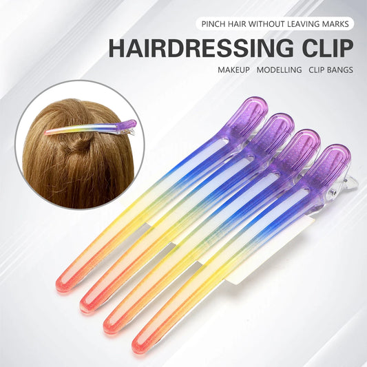 4Pcs Rainbow Hairdressing Clips Barber Hair Layered Accessories Plastic Barbershop Hairpin Clamps Claws Salon Home Styling Tools Peaceful Pleasures Health and Wellness