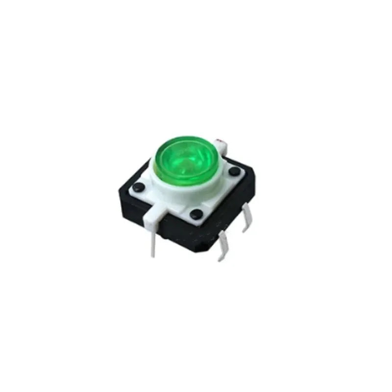 5PCS Reset Button Momentary Switch With Light 12x12x7.3mm Green Blue Red Yellow White LED Illuminated Tact Switch 12*12*7.3MM Peaceful Pleasures Health and Wellness Green
