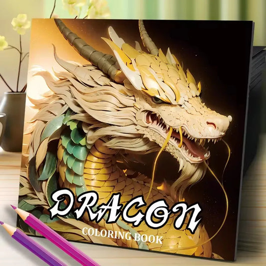 Dragon Coloring Book 20 Pages Adult Picture Animals Drawings Creative Peaceful Pleasures Health and Wellness MULTI