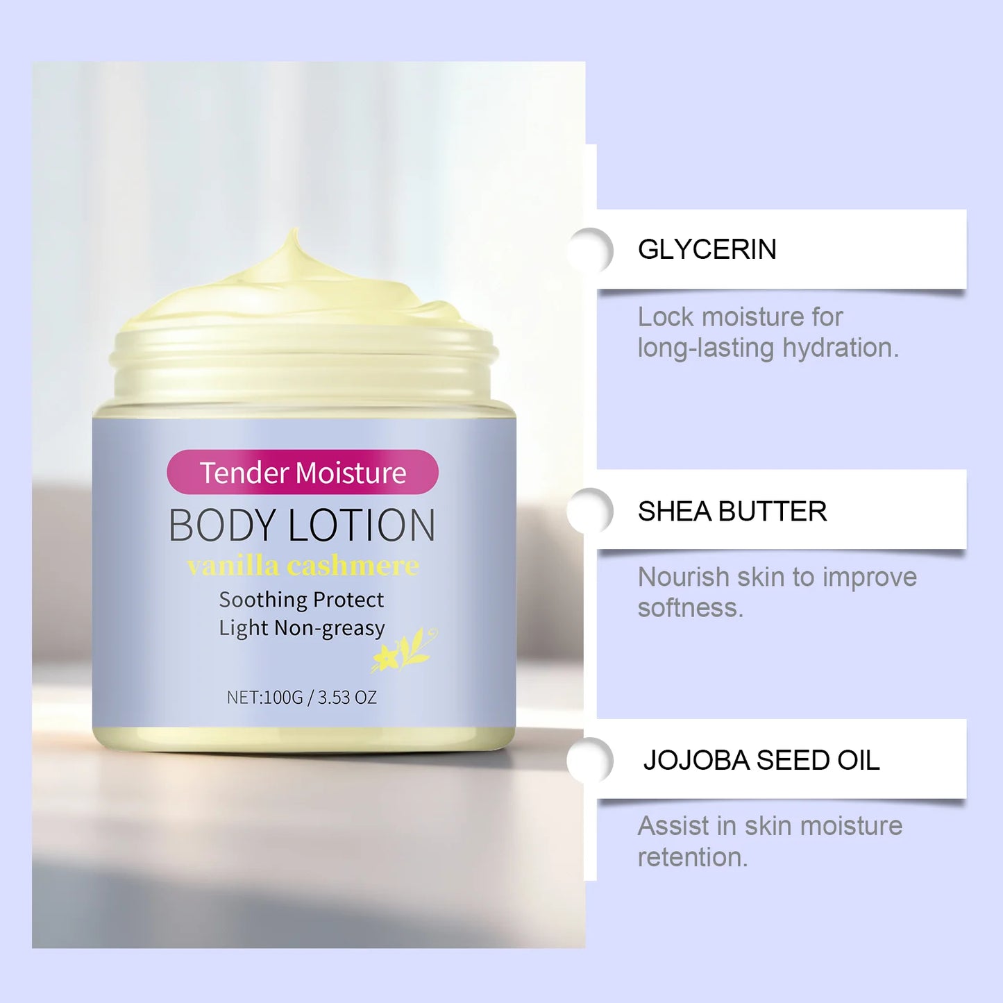 Vanilla Cashmere Body Lotion – 24H Hydration, Dry Skin