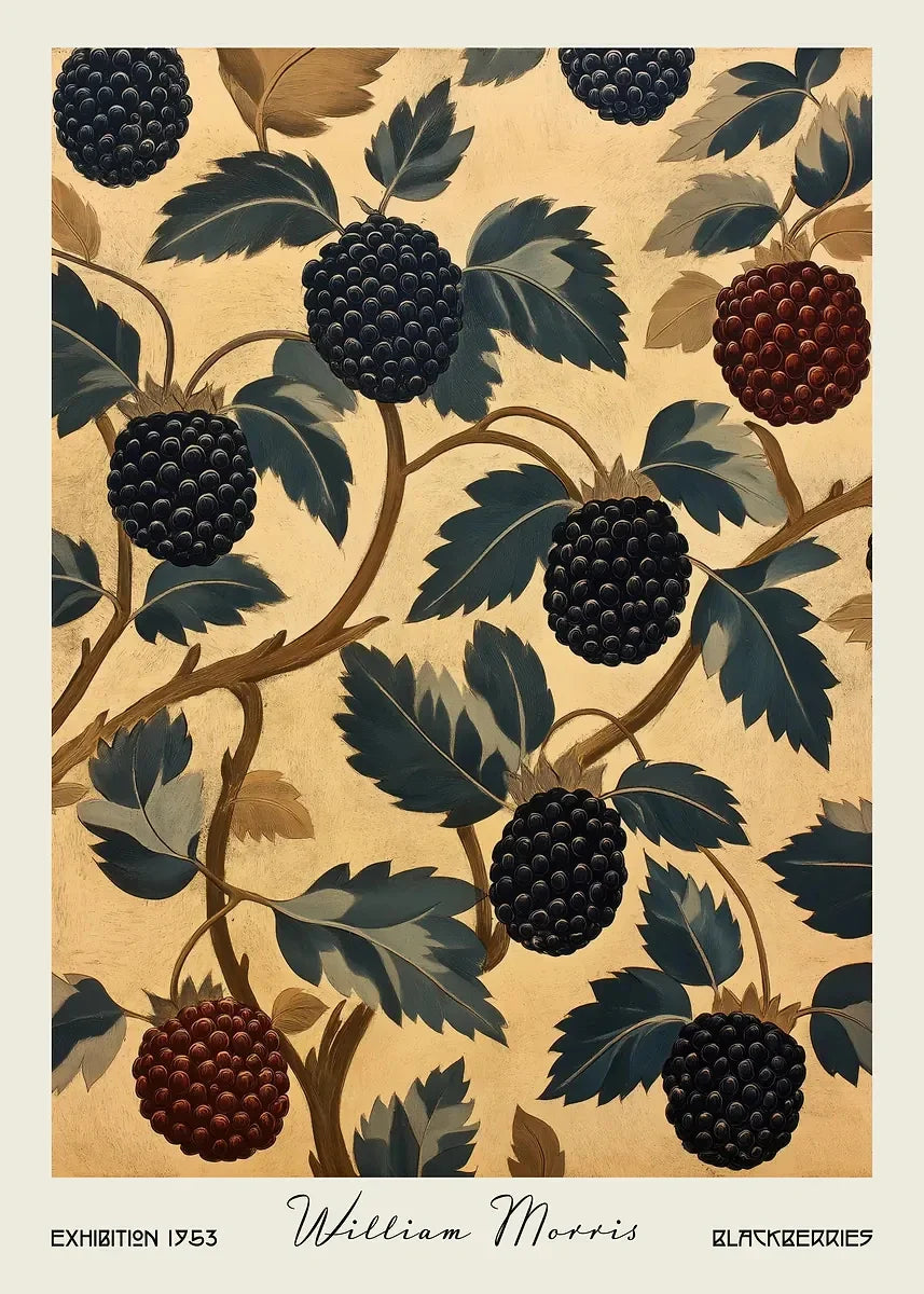 William Morris Retro Kitchen Fruit Canvas Wall Art | Dining Decor