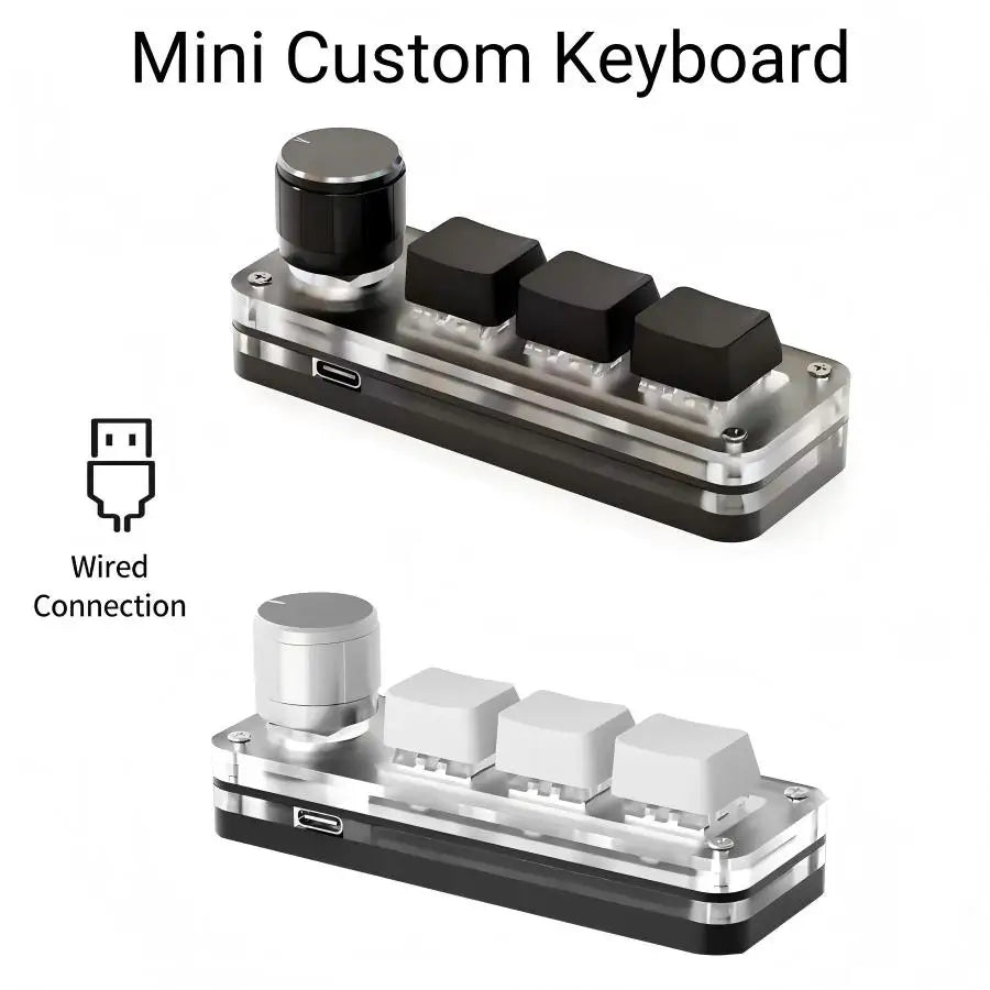 RGB 3 key Customize Wired Mini Keyboard Macro Knob Copy Paste Shortcut Key E-sports Game Mechanical Hot Swap Mini Keyboard Peaceful Pleasures Health and Wellness