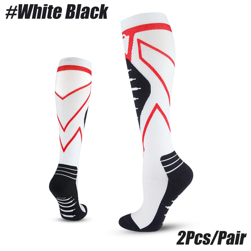 20-30 mmHg Compression Socks Knee High | Men & Women Compression Socks Peaceful Pleasures Health and Wellness White Black S/M