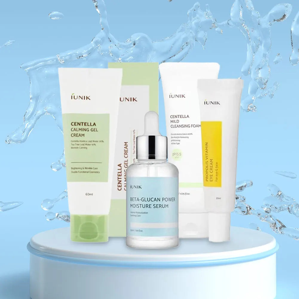 Korean IUNIK Beta-Glucan Skincare Set Centella Asiatica Facial Cleanser&moisturizing Gel Propolis Eye Cream to Reduce Fine Lines Peaceful Pleasures Health and Wellness Eye cream