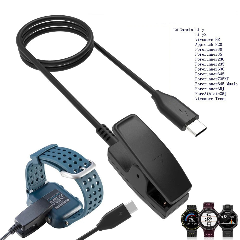 For Garmin Lily 2 Charger Charging Clip Compact Portable Design Overvoltage Overcurrent Protection Fast Charging Plug And Play Peaceful Pleasures Health and Wellness