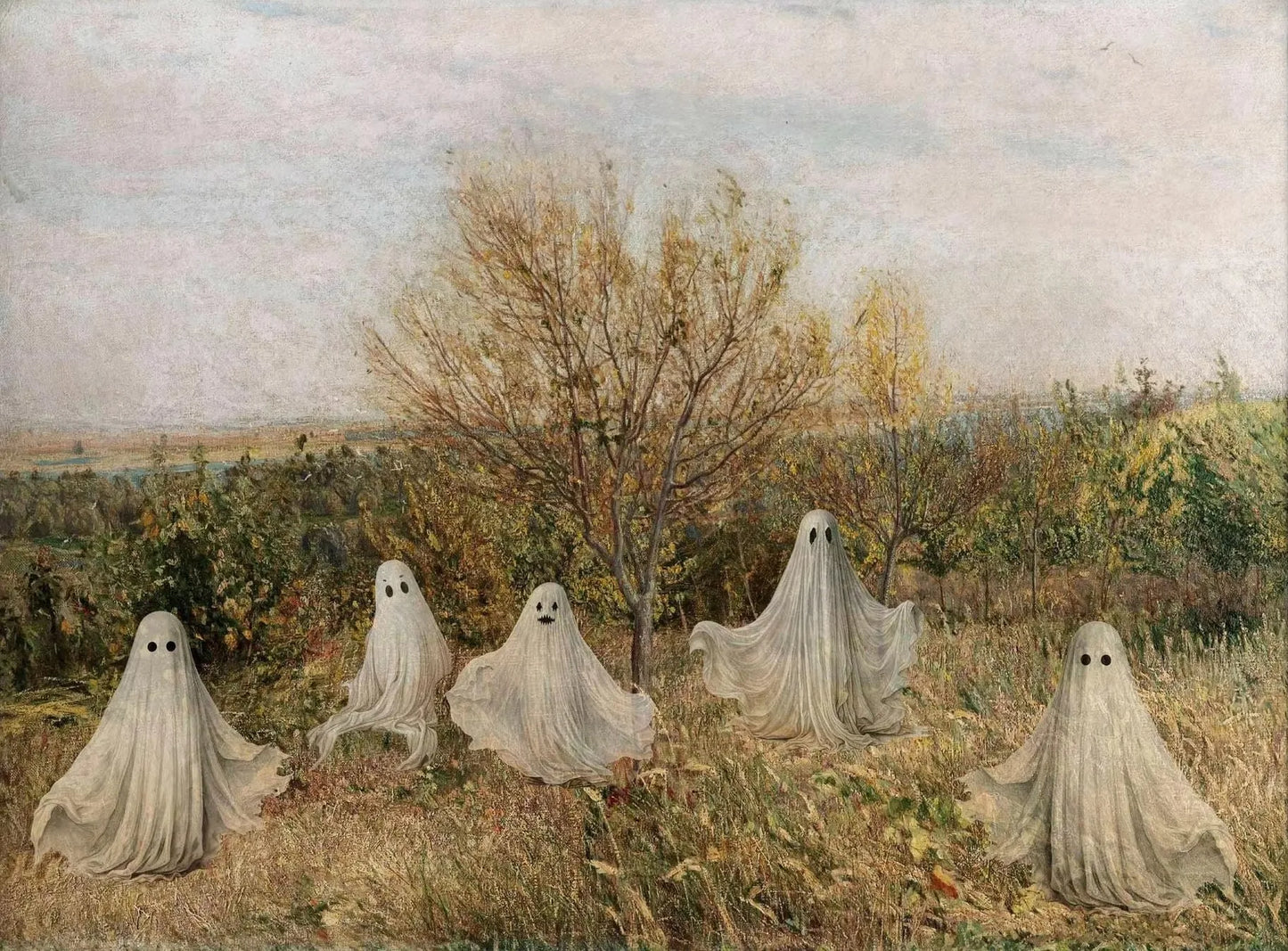 Halloween Ghost Fall Canvas Wall Art | Rustic Farmhouse Decor Canvas Wall Art Peaceful Pleasures Health and Wellness ZLH5306 100x150cm No Frame