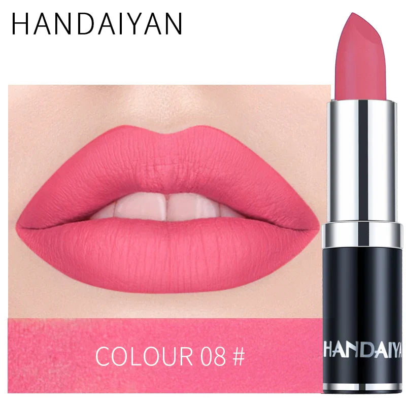 Handaiyan 12-Color Matte Velvet Lipstick – Long-Lasting Coverage