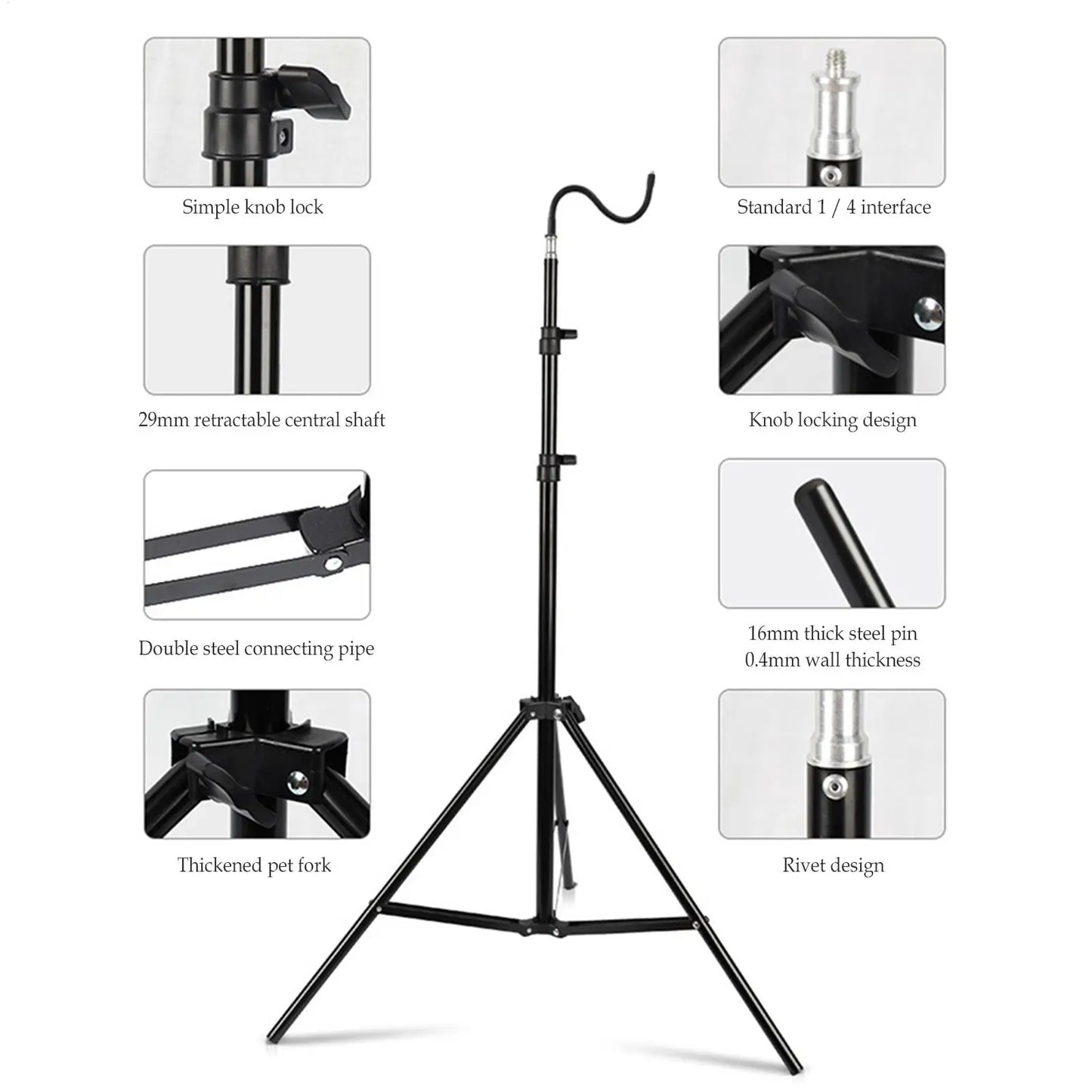 2m Light Stand Folding Telescoping Tripod Adjustable Lightweight Aluminium Floor Lamp Holder Tripod Outdoor Camping Accessories Peaceful Pleasures Health and Wellness