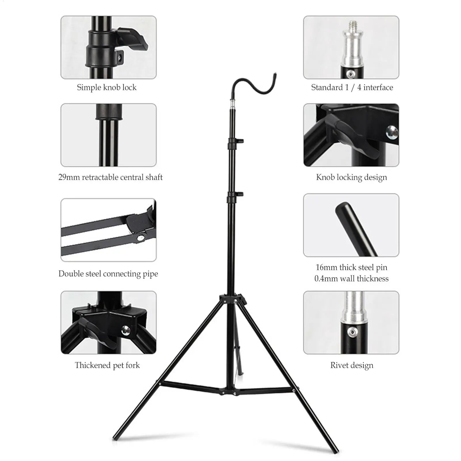 2m Light Stand Folding Telescoping Tripod Adjustable Lightweight Aluminium Floor Lamp Holder Tripod Outdoor Camping Accessories Peaceful Pleasures Health and Wellness