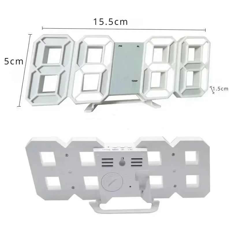 Large 3D LED Digital Wall Clock | Calendar & Temperature