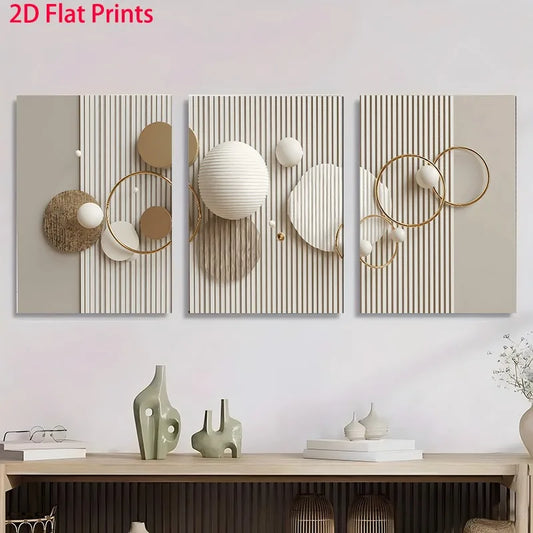 3-Piece Geometric Abstract Canvas Wall Art | Home Decor Set Canvas Wall Art Set Peaceful Pleasures Health and Wellness 70x100cm No Frame ZLH11289-3pcs