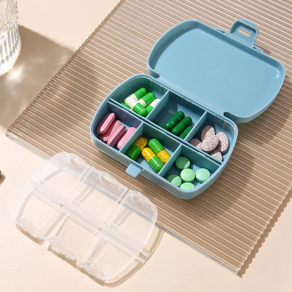 SPSPMA 1PCS Travel Pill Organizer, 6 Compartments Daily Pill Case, Portable Small Pill Box for Purse or Pocket Peaceful Pleasures Health and Wellness