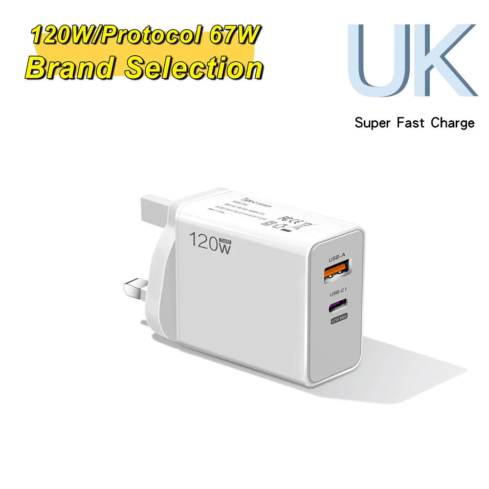 120W USB-C Fast Wall Charger | iPhone Samsung Quick Charge