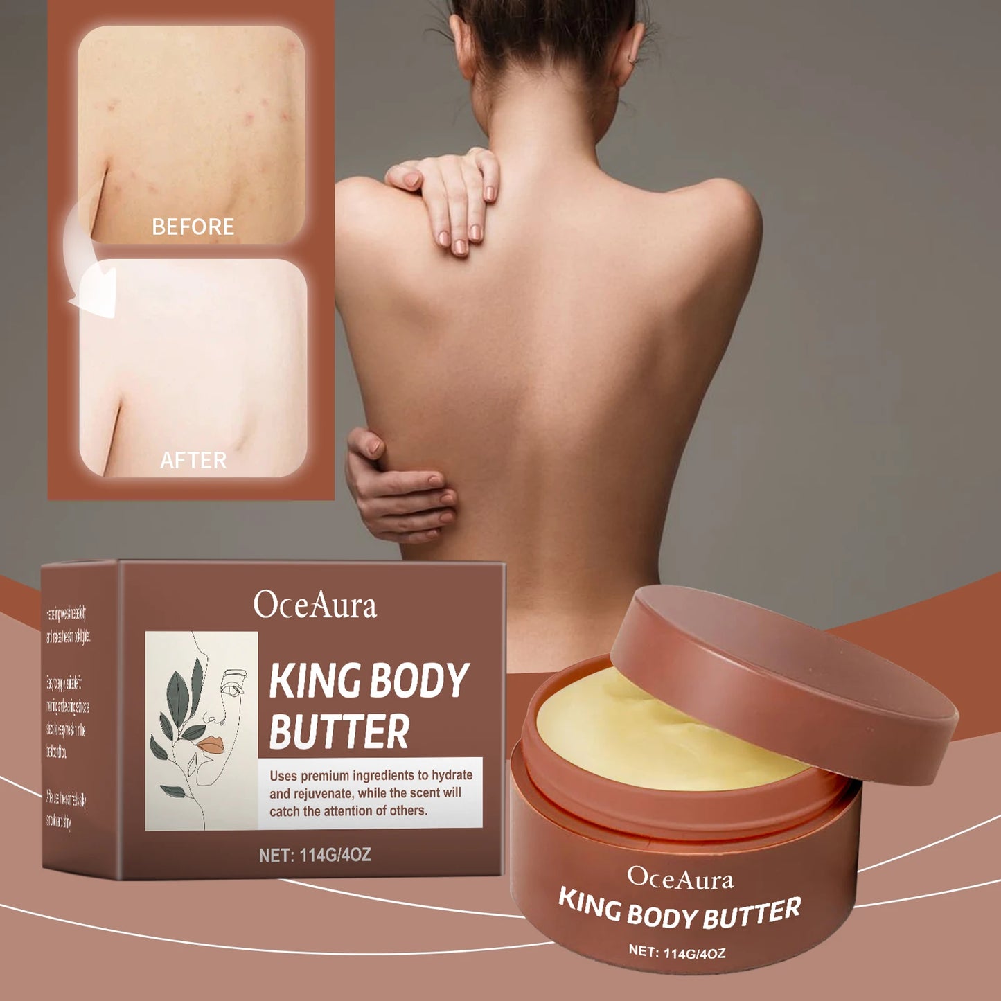 OceAura King Body Butter – Shea & Hyaluronic Acid Moisturizer 4oz