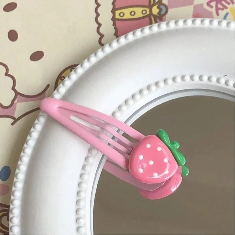4-Pack Pink Strawberry Cute Hair Clips – Gentle Hold for Bangs & Side Hair Hair Clip Peaceful Pleasures Health and Wellness