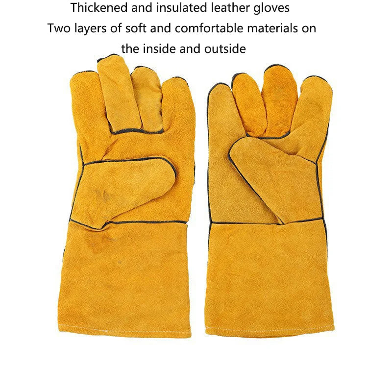 Long Leather Welding Gloves – Double-Layer Heat Resistant