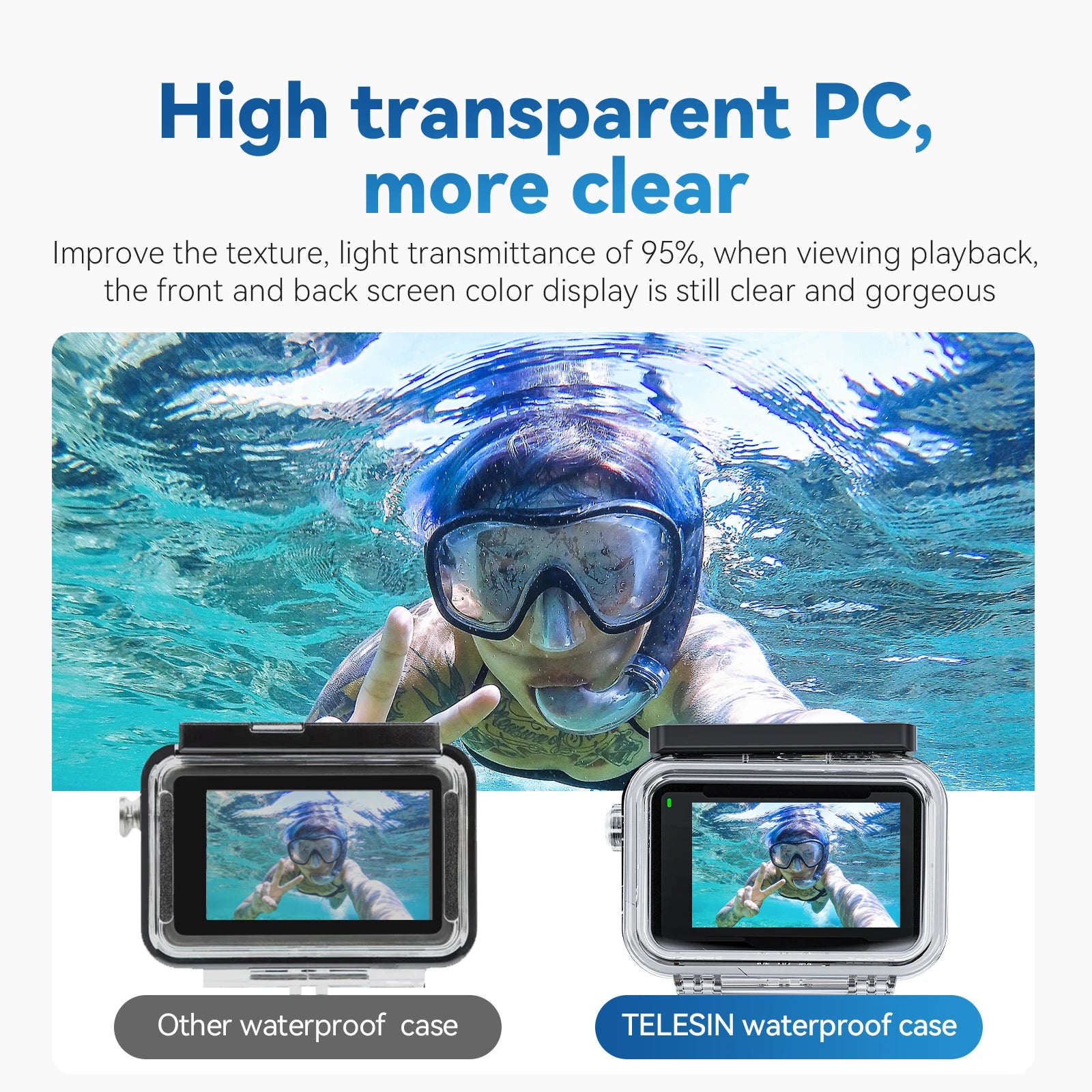TELESIN 45M Waterproof Case For DJI OSMO Action 3 4 5 pro Camera Accessories Underwater Diving Housing High Definition Cover Peaceful Pleasures Health and Wellness