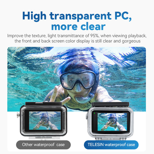 TELESIN 45M Waterproof Case For DJI OSMO Action 3 4 5pro Underwater Diving Housing Cover Action Camera Accessories Peaceful Pleasures Health and Wellness 2 pieces case China Mainland