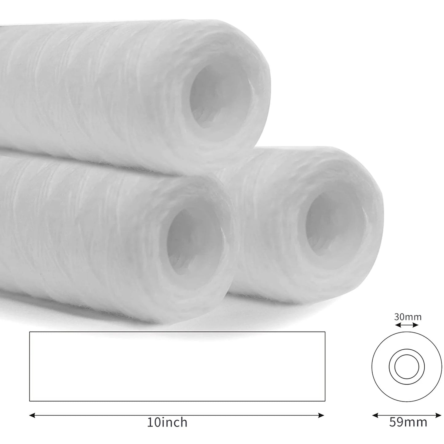 A36T-12Pcs 5 Micrometre String Wound Water Filter Universal Whole House Replacement Cartridge Sediment Filters 10Inch Peaceful Pleasures Health and Wellness