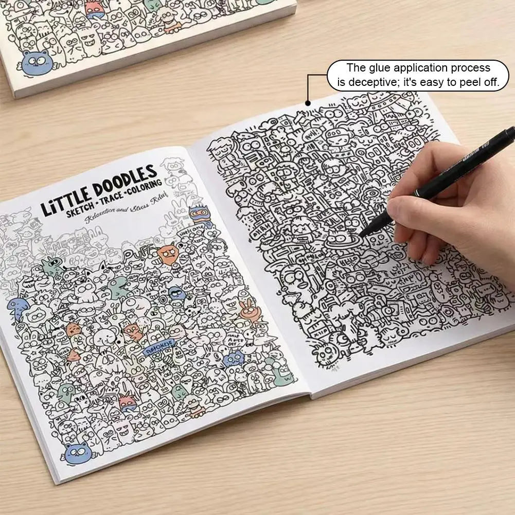 Cute Cartoon Coloring Pages & Tracing Drawing Book Doodles Stress Relief Coloring Book Multi-Purpose Art Activity Drawing Book Peaceful Pleasures Health and Wellness