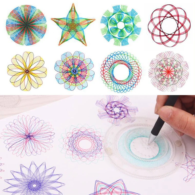 Spirograph Interlocking Gears Wheels Geometric Template Ruler Drawing