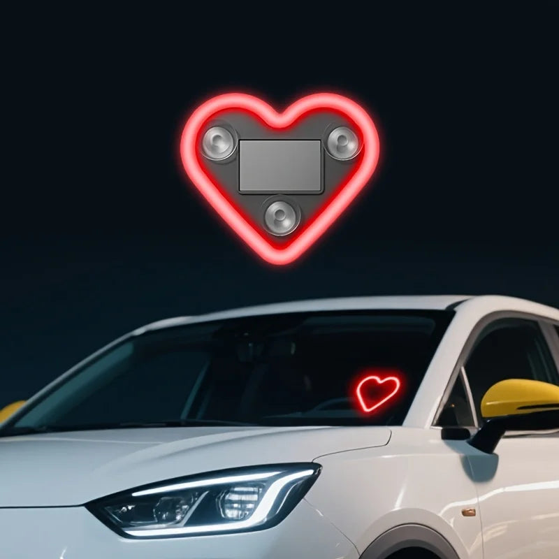 Solar Heart-Shaped RGB LED Car Atmosphere Light | Neon Glow