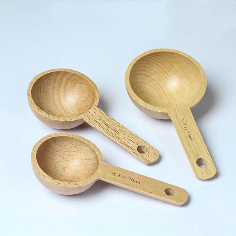 Wooden Measuring Spoon Beech & Walnut 7.5–45ML | Kitchen Tool