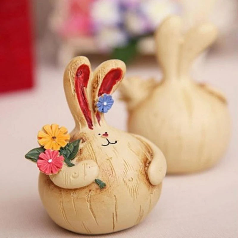 A PAIR Wood-like Resin Ornaments Retro Cute Bunny Craft Statues Cute Retro Cute Bunny Craft Statues A PAIR Peaceful Pleasures Health and Wellness