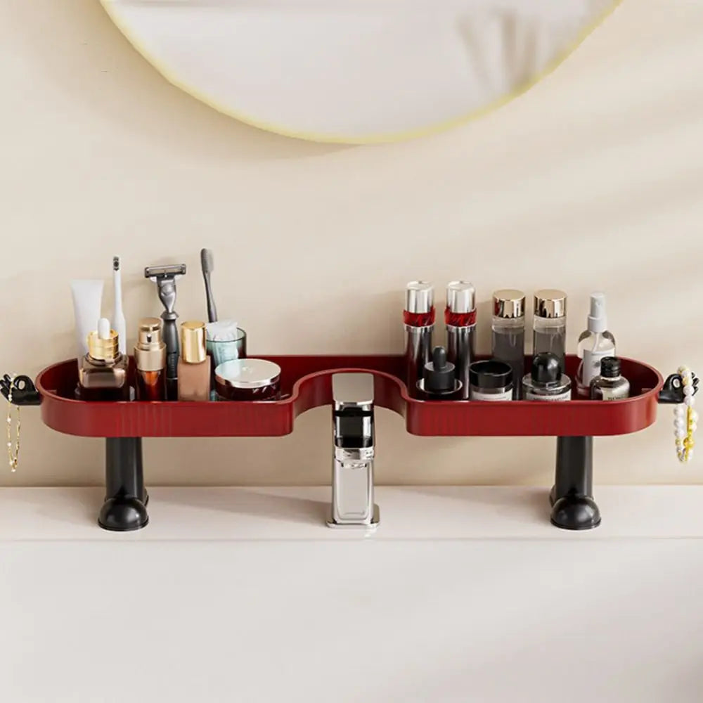 No-Drill Bathroom Sink Storage Rack with Hook & Drain Organizer