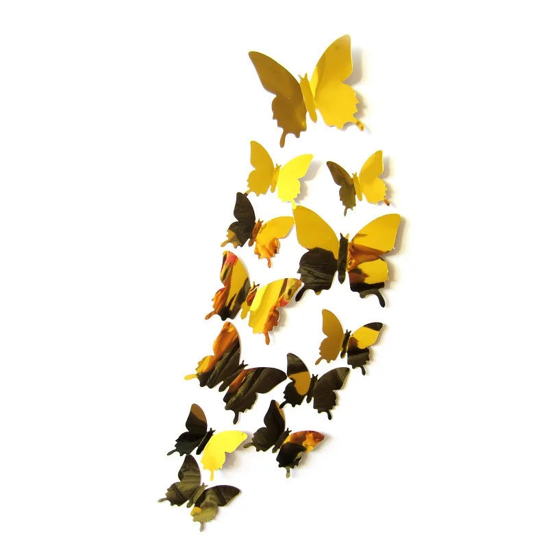 12pcs 3D Butterfly Mirror Wall Stickers Removable DIY Wall Art for Party Wedding Decor Home Decorations Craft Supplies stickers Peaceful Pleasures Health and Wellness