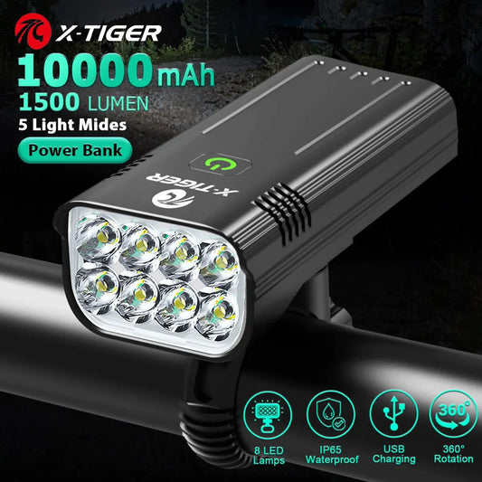 X-TIGER USB Rechargeable Bike Light – 1600 Lm, IPX6 Waterproof Bicycle Front Light Oasis Select